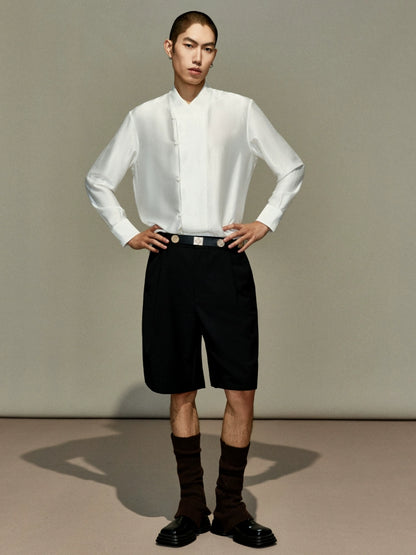 OWNLIFE acetic acid improved collar seersucker texture shirt - DAVE.