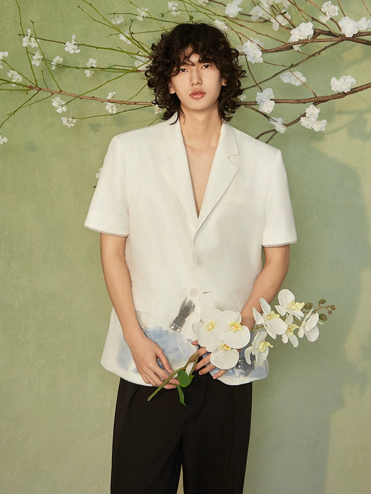 JIECHI  short-sleeved men's printed shirt -HANNAH.