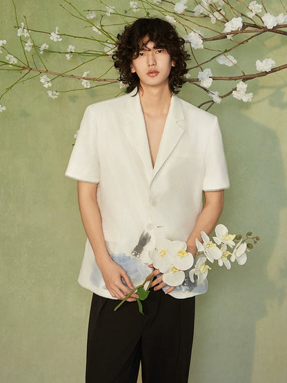 JIECHI  short-sleeved men's printed shirt -HANNAH.