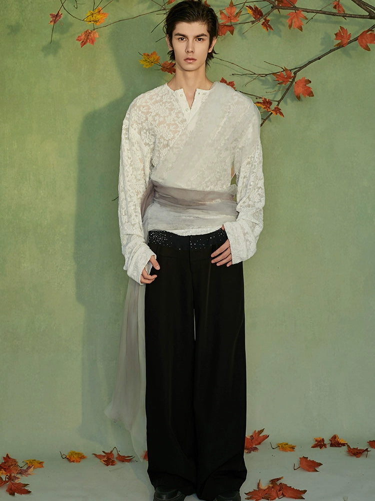 JIECHI  lace beaded cardigan long-sleeved top - VANDER.