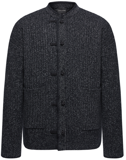 OWNLIFE Wool Black Stand Collar Patch Pocket Coat -MICHEAL.