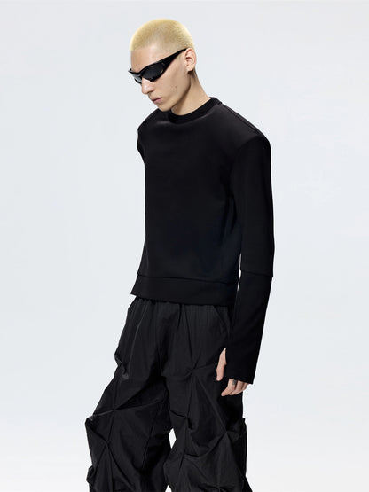 FRKM SCD Staple Embellished Inverted Triangle Metal Rivets Sweatshirt- STORM.