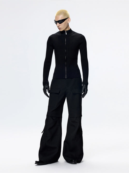 FRKM SCD Slim Fit Knitted Sweater Black Minimalist Versatile Top - DINA.