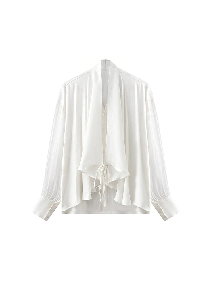 JIECHI  loose casual white long-sleeved shirt - WALTER.