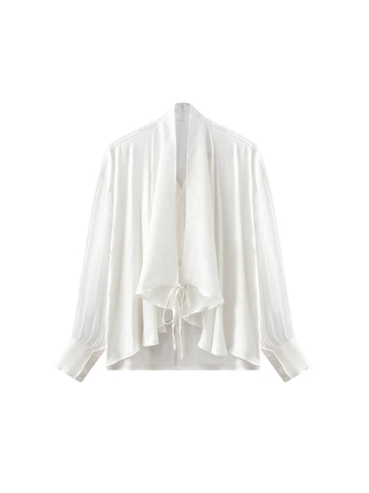 JIECHI  loose casual white long-sleeved shirt - WALTER.