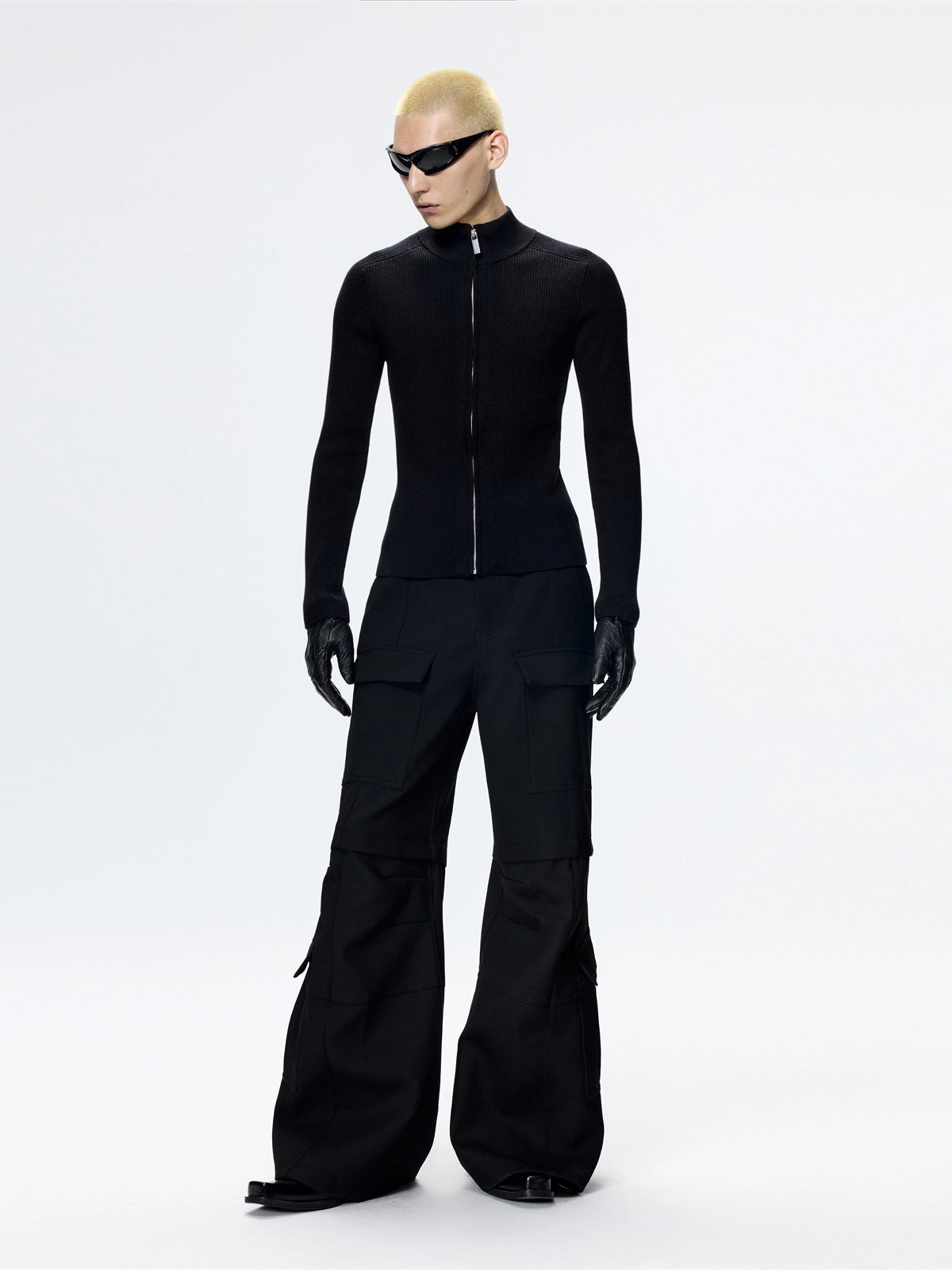 FRKM SCD multi-pocket A-line fit loose casual wide-leg cargo pants - QING.
