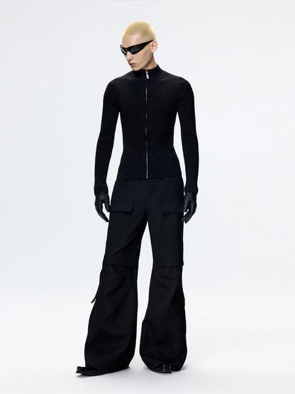 FRKM SCD multi-pocket A-line fit loose casual wide-leg cargo pants - QING.