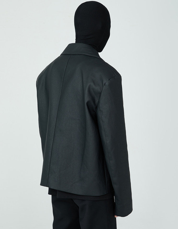FRKM SCD SS Buckle Minimalist PU Leather Black Slim Fit Jacket - ISAAC.