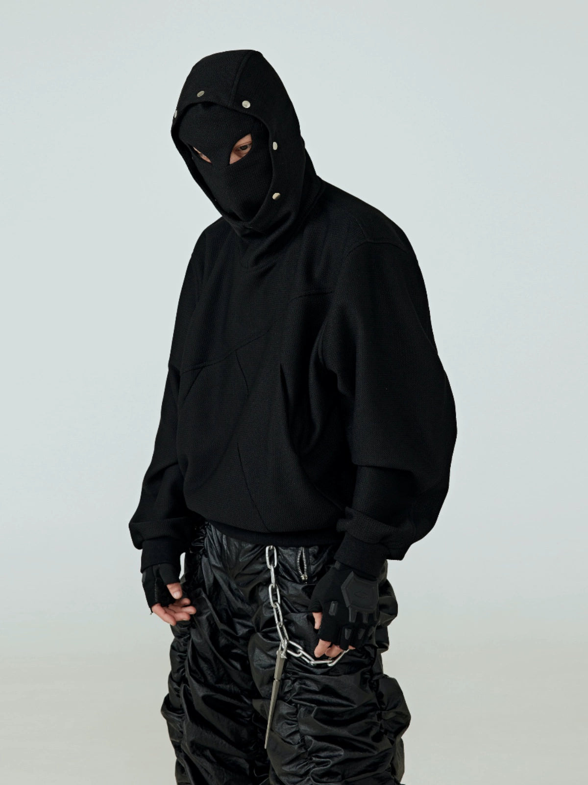 FRKM SCD Mask Deconstructed Paneled Studded Hooded Cardigan- PHARRELL.
