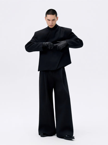 FRKM SCD Waist Cropped Deconstructed Stand Collar Suit Jacket - HERMIONE.