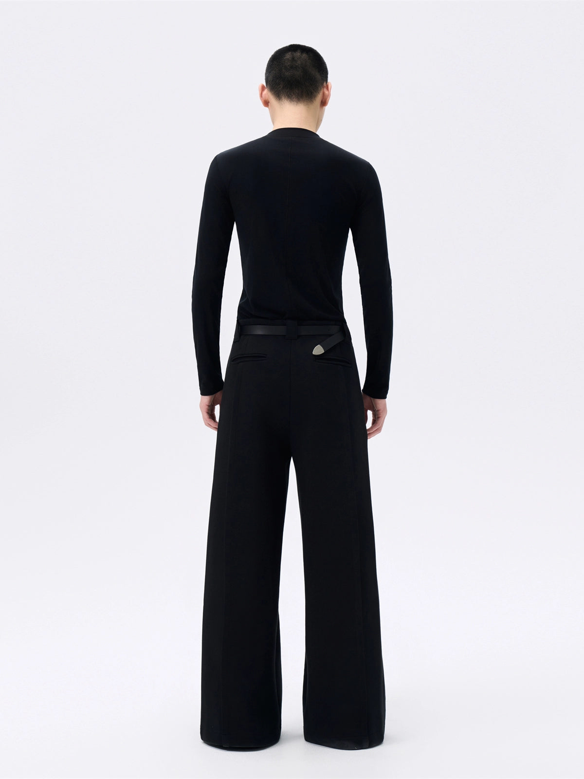 FRKM SCD Wool Black Stretch Slim Waist Versatile Long Sleeve T-Shirt - ULTER.
