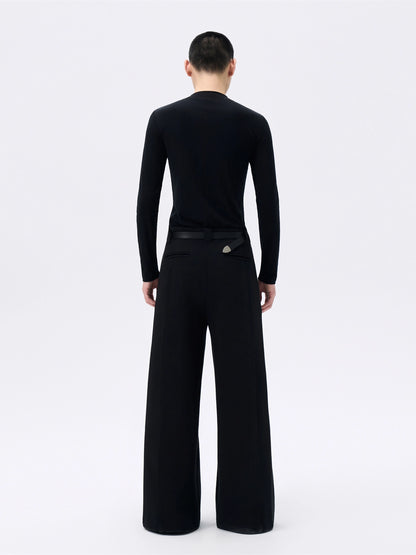 FRKM SCD Wool Black Stretch Slim Waist Versatile Long Sleeve T-Shirt - ULTER.
