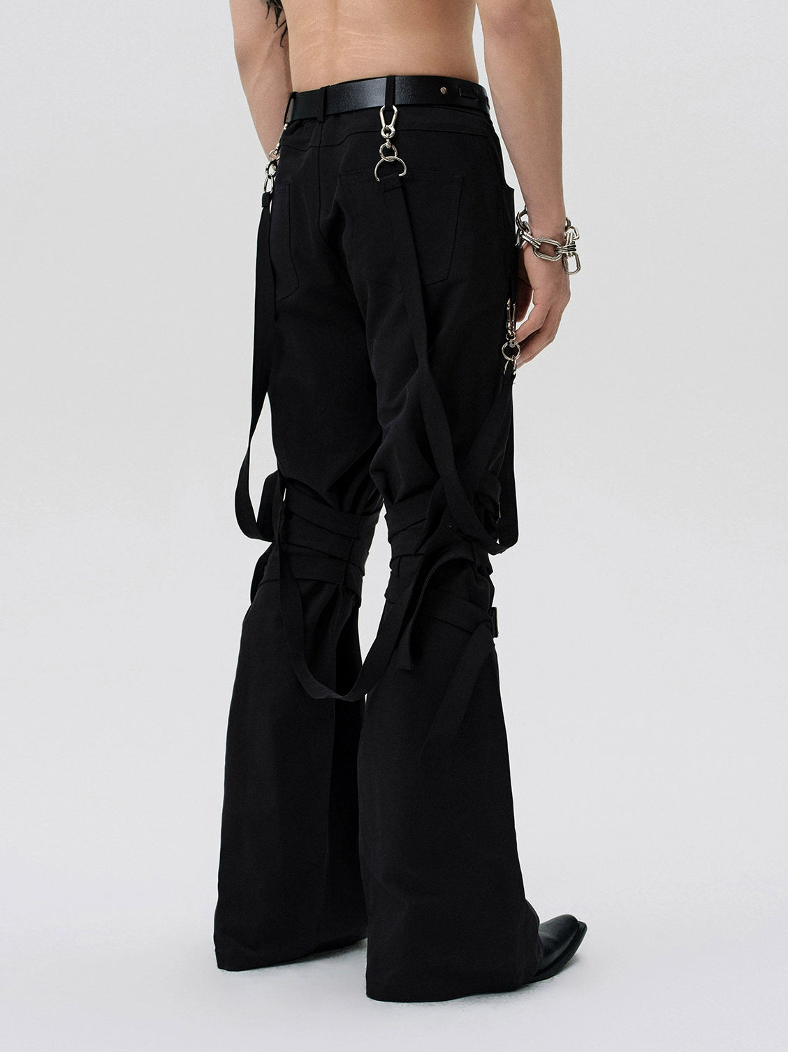 FRKM SCD Strip Strap Knee-cinching A-Shaped Bootcut Casual Pants - ZITA.