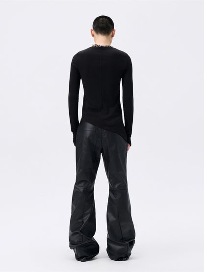 FRKM SCD Irregular Bevel Hem Slim Fit Stretch Basic Long Sleeve T-Shirt- ULTRA.