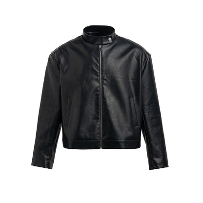 FRKM SCD 23 F W PU leather short slim stand-up collar jacket - QUITE.