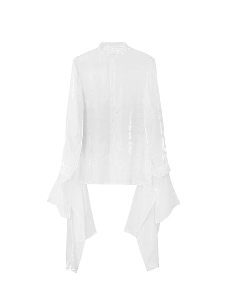 JIECHI  transparent beaded long-sleeved shirts - UNION.