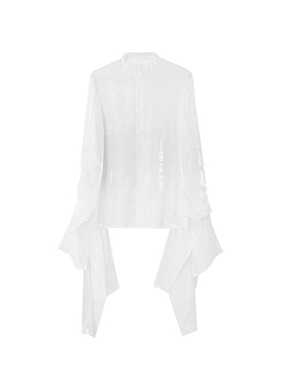 JIECHI  transparent beaded long-sleeved shirts - UNION.