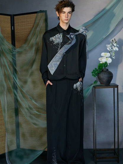 JIECHI  long-sleeved men's appliqué shirt -BRAHAM.