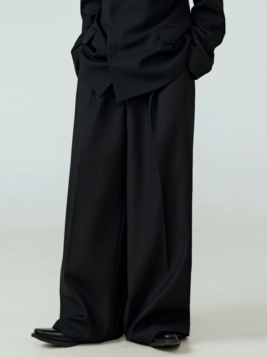 FRKM SCD draped silhouette wide-leg straight-leg black pants - RYAN.