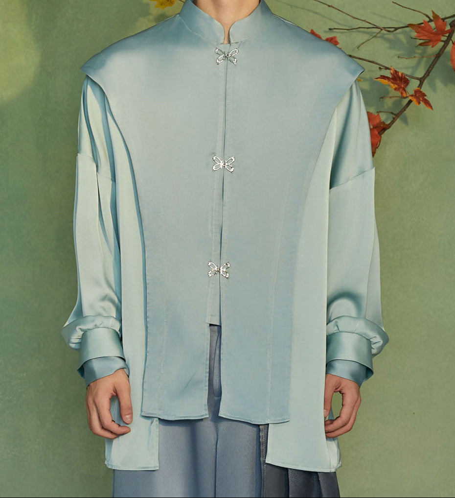 JIECHI  casual satin loose long-sleeved shirt - RILEY.
