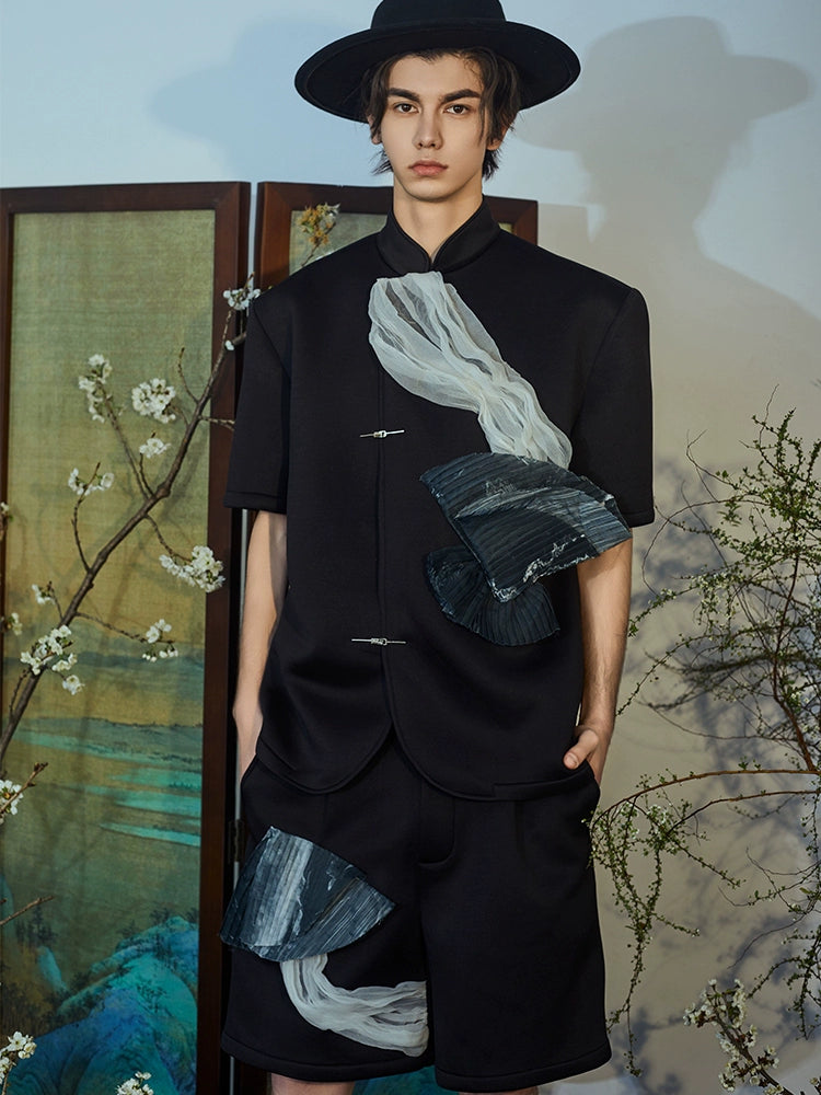 JIECHI short-sleeved men's appliqué shirt - KAANAN.