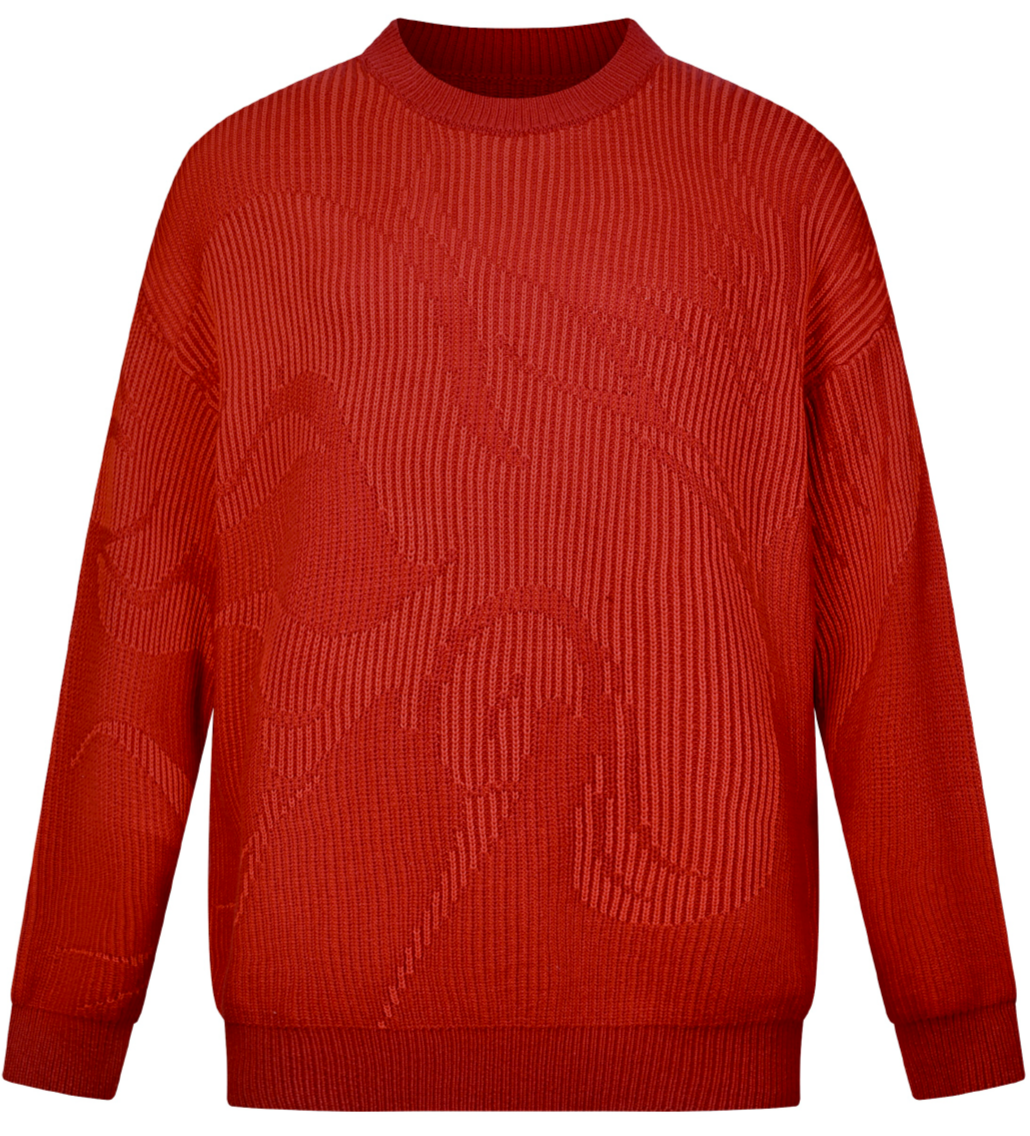 OWNLIFE red wool crew neck knitted sweater- KIRIAN.