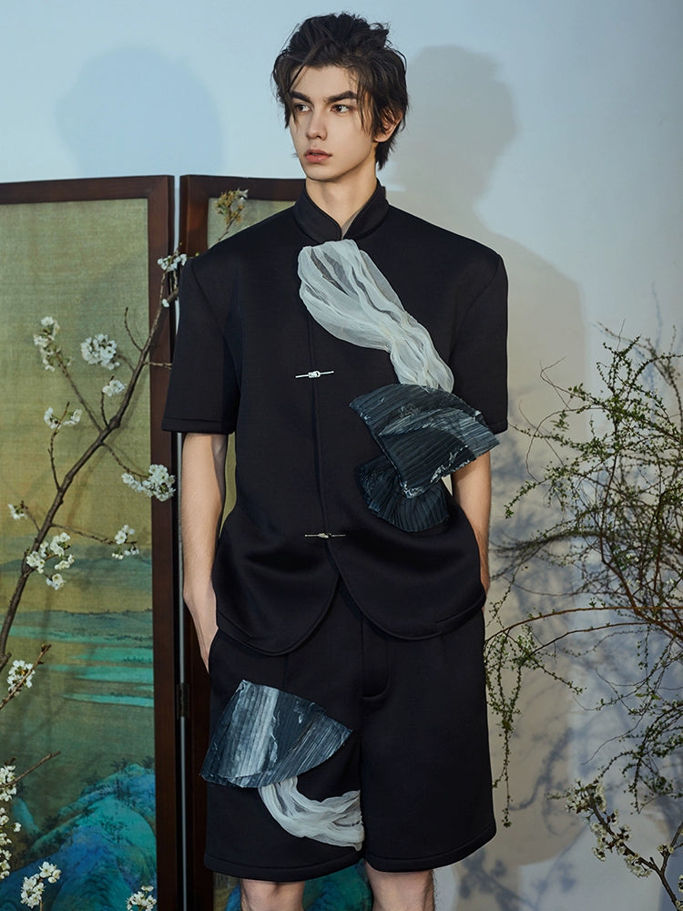 JIECHI short-sleeved men's appliqué shirt - KAANAN.