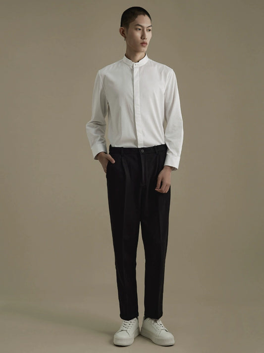 OWNLIFE Ruyi collar white jade natural bamboo fiber shirt -MACK.