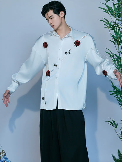 JIECHI  casual acetate white loose long-sleeved shirt - JUAN.
