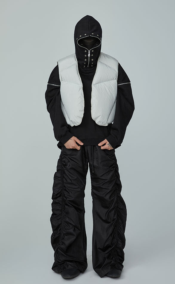 FRKM SCD FW 90 White Duck Down Jacket Sleeveless  Jacket Worn Over Vest- QUASI.