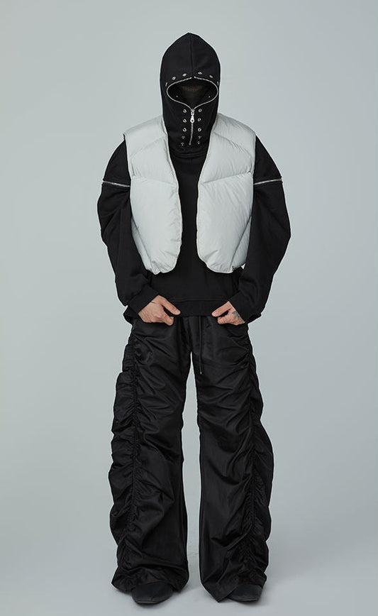 FRKM SCD FW 90 White Duck Down Jacket Sleeveless  Jacket Worn Over Vest- QUASI.