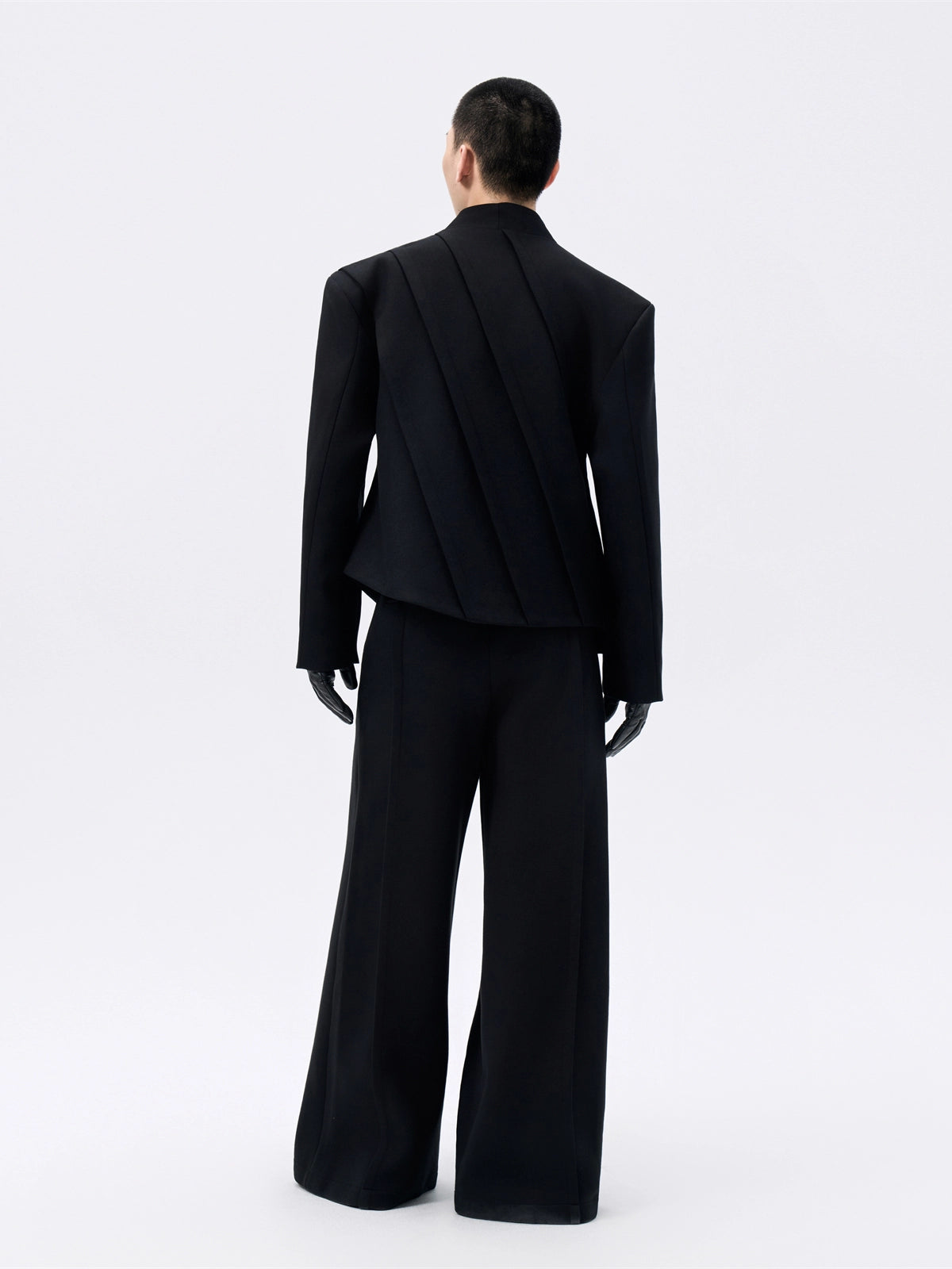 FRKM SCD Waist Cropped Deconstructed Stand Collar Suit Jacket - HERMIONE.