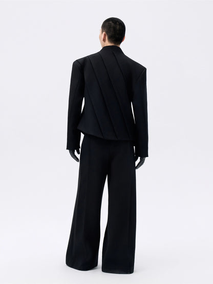FRKM SCD Waist Cropped Deconstructed Stand Collar Suit Jacket - HERMIONE.