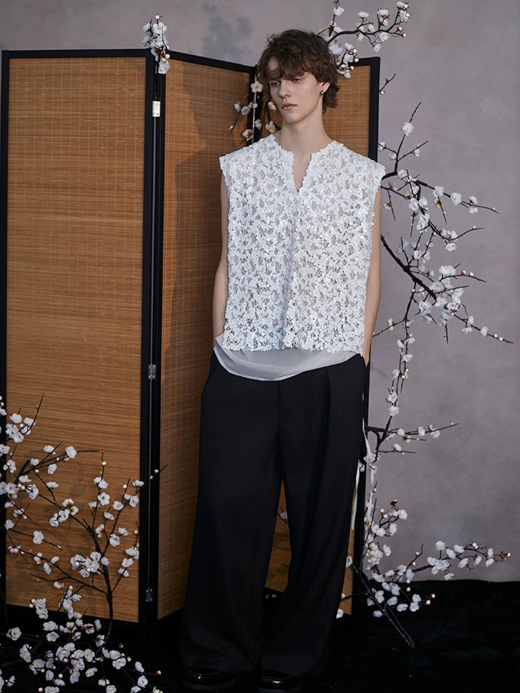 JIECHI  white sequencil vest sleeveless top - RAYLA.