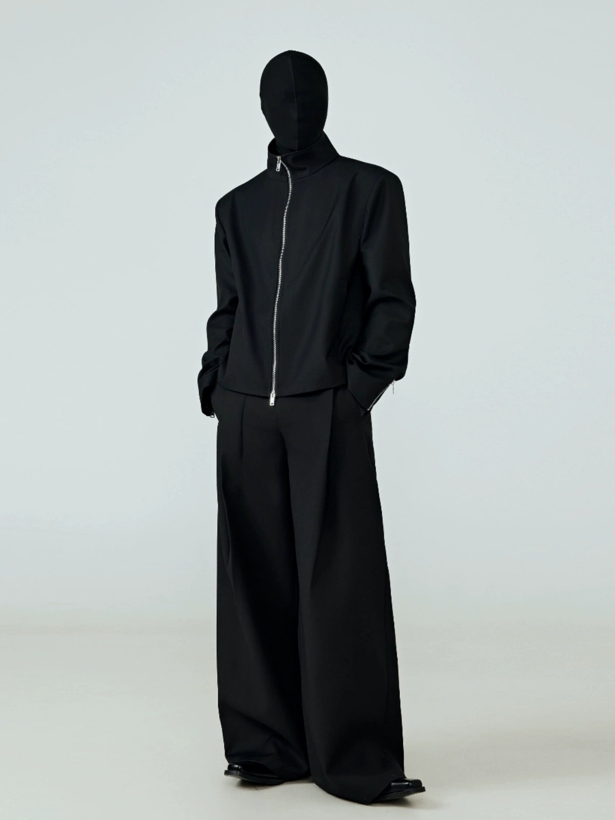 FRKM SCD Stand Collar Black Cropped Jacket - QUIET.
