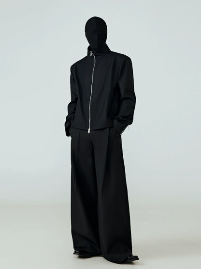 FRKM SCD Stand Collar Black Cropped Jacket - QUIET.