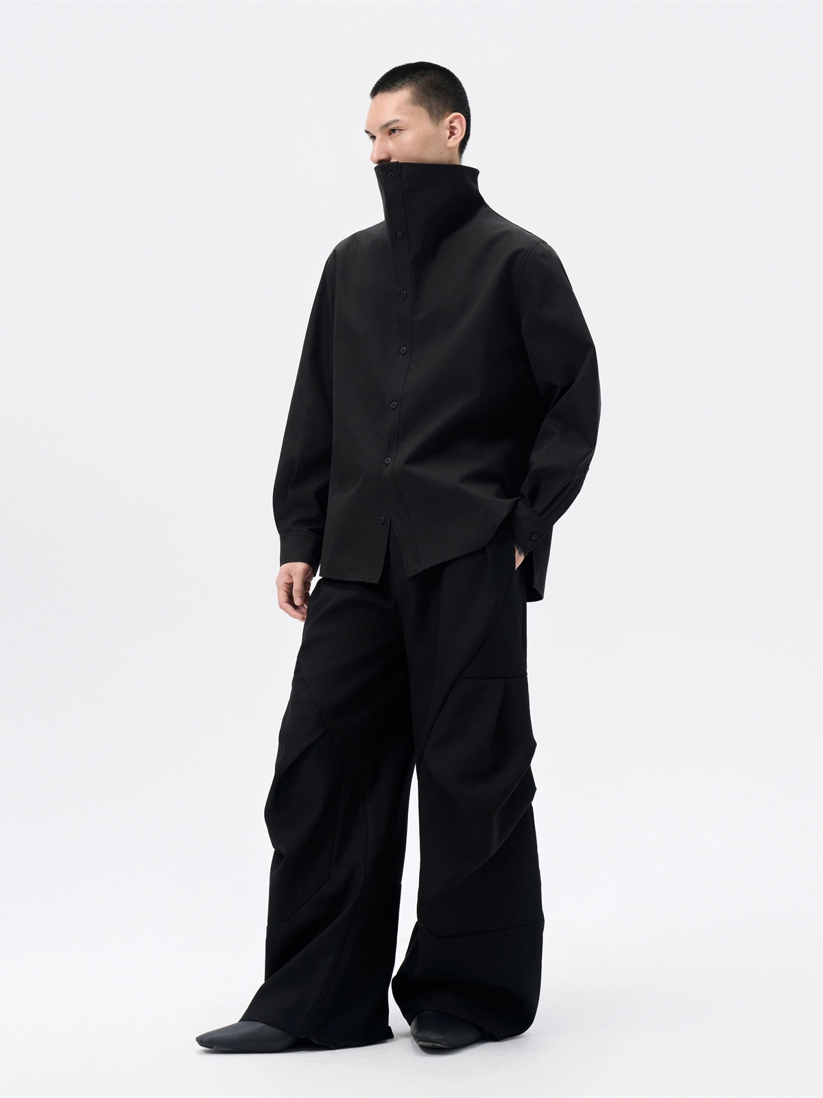FRKM SCD Big Stand Collar Simple Loose Long Sleeve Shirt - TRAVIS.