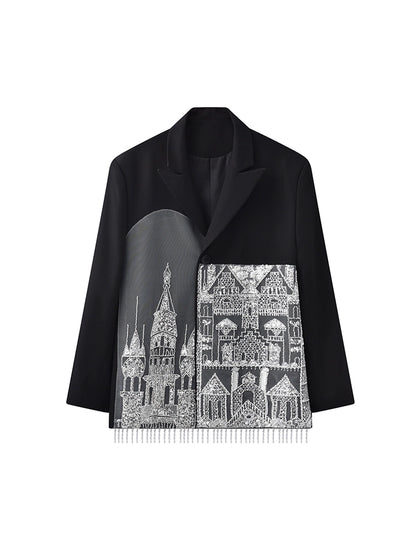 JIECHI  loose men's architectural print high-end suit - MACK.