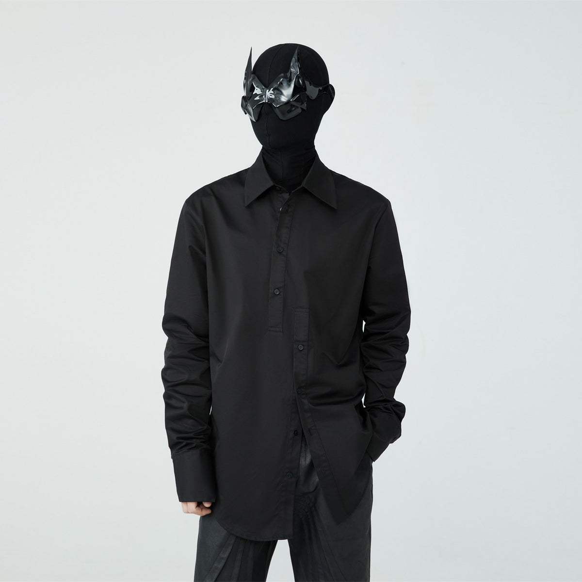 FRKM SCD SS Unisex Slim Long Sleeve Button Black Shirt - GORDON.