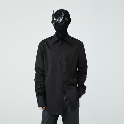 FRKM SCD SS Unisex Slim Long Sleeve Button Black Shirt - GORDON.