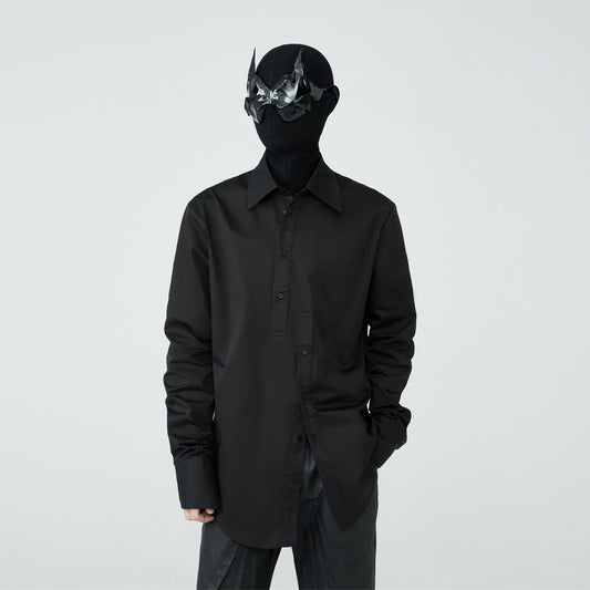 FRKM SCD SS Unisex Slim Long Sleeve Button Black Shirt - GORDON.