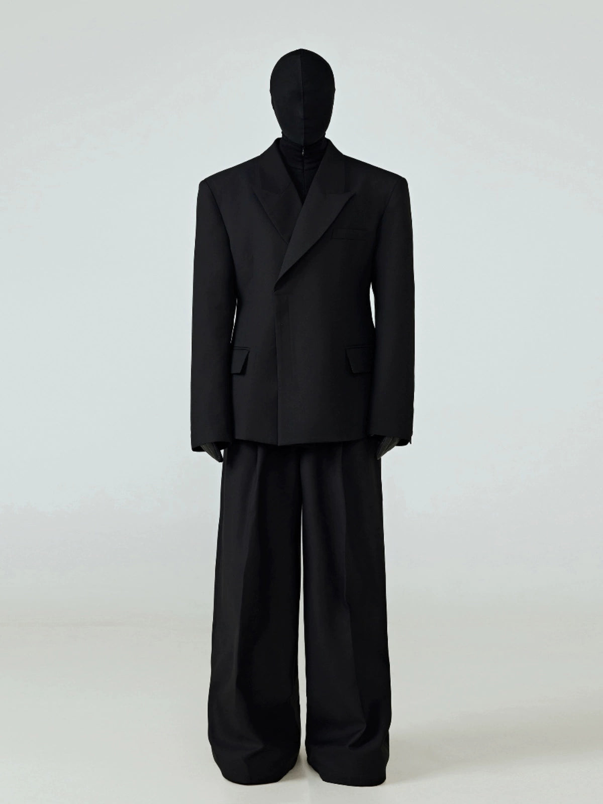 FRKM SCD  Nipped-in Waist Drap Inverted Triangle Fit Black Suit - SUNNY.