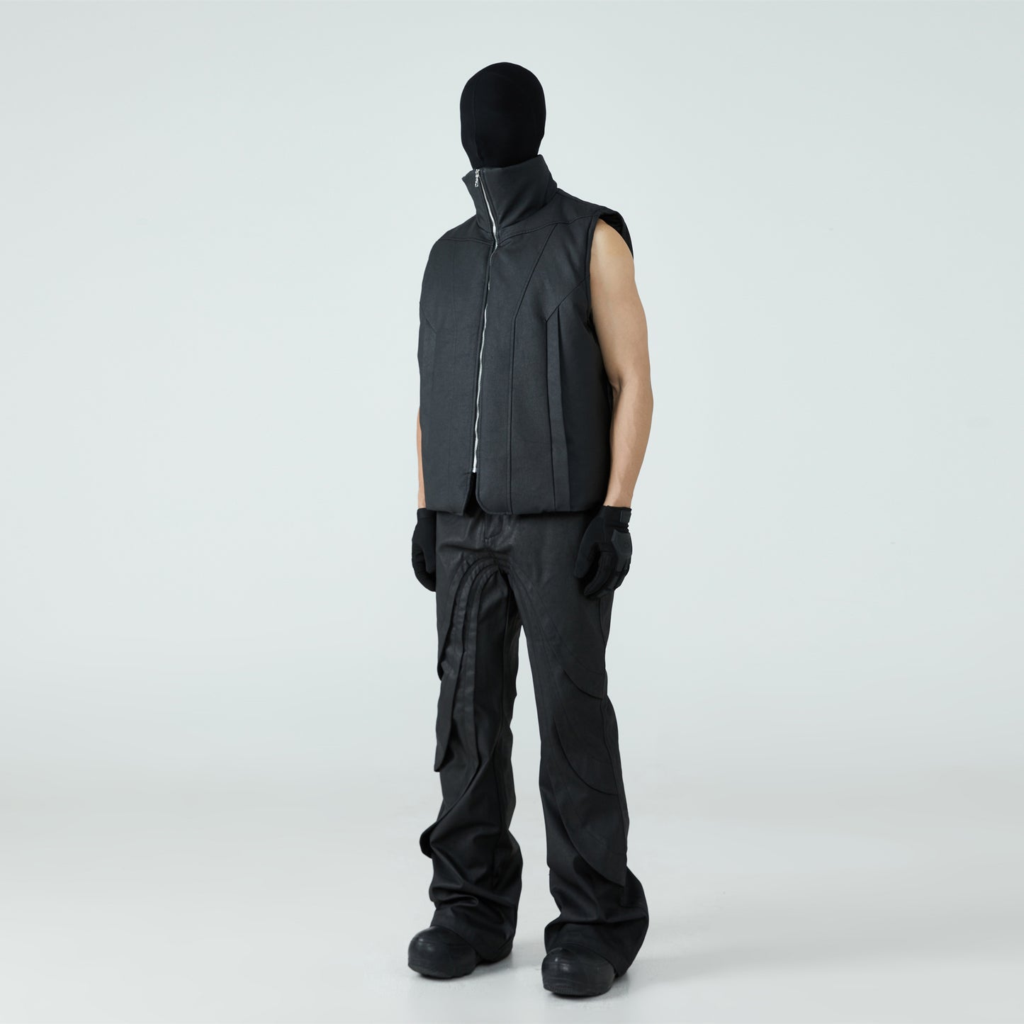 FRKM SCD 24 F W waxed cotton sleeveless shoulder vest jacket - RIB.