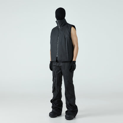 FRKM SCD 24 F W waxed cotton sleeveless shoulder vest jacket - RIB.