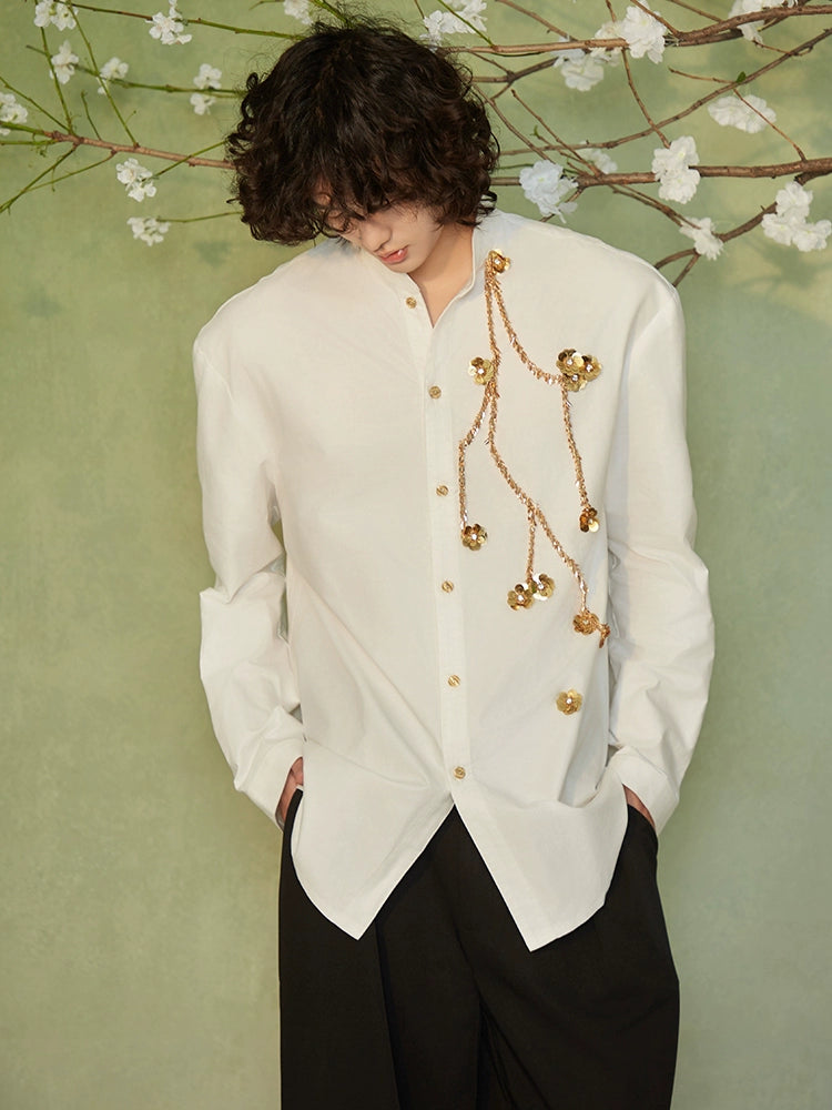 JIECHI casual oxford white loose long-sleeved shirt - CAYDEN.