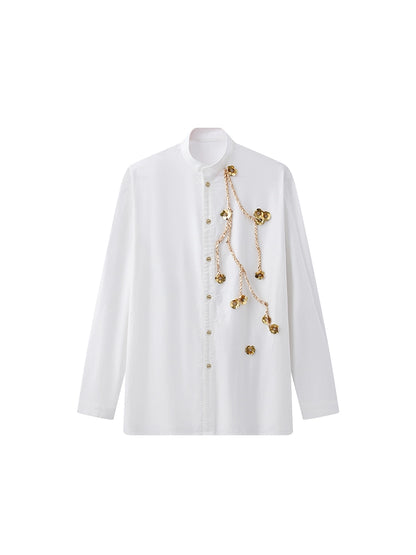 JIECHI casual oxford white loose long-sleeved shirt - CAYDEN.