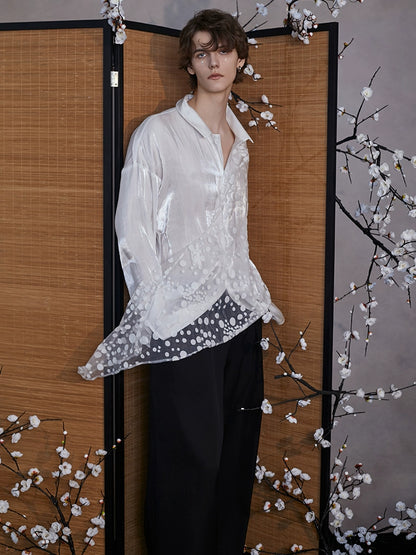 JIECHI  loose casual white long-sleeved shirt - QUIN.