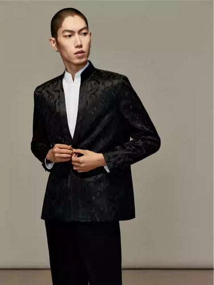 OWNLIFE honeysuckle jacquard stand collar coat - MILY