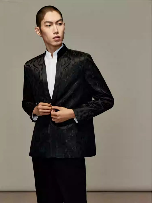 OWNLIFE honeysuckle jacquard stand collar coat - MILY