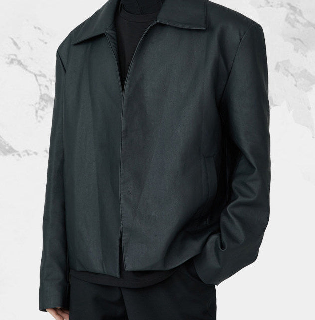 FRKM SCD SS Buckle Minimalist PU Leather Black Slim Fit Jacket - ISAAC.